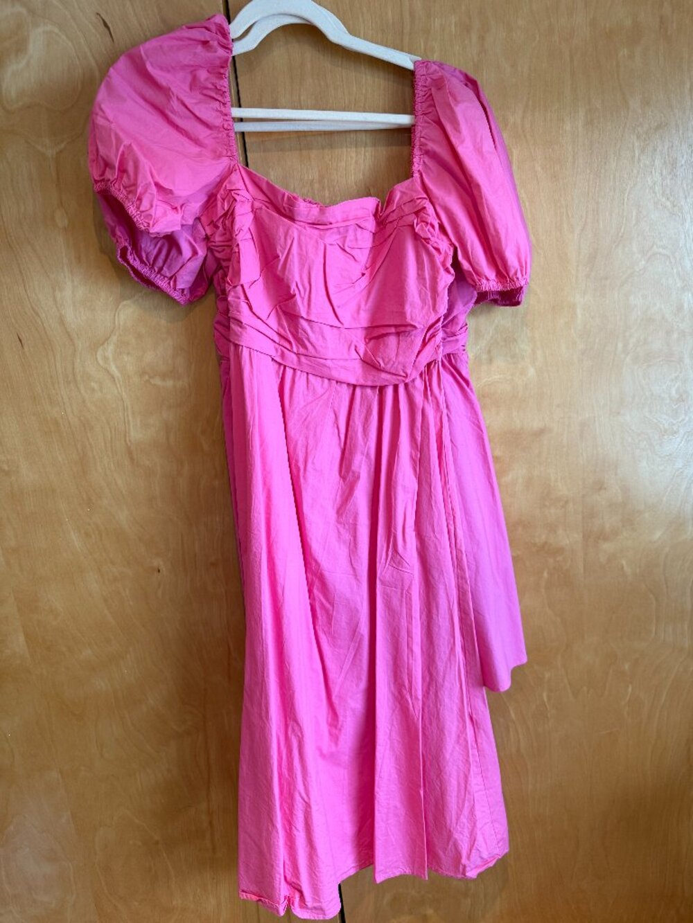 CAARA River Dress Hot Pink Puff Sleeve Midi Size XL